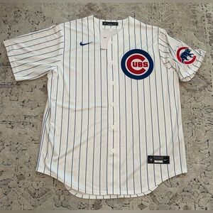 Nike Authentic Chicago Cubs MLB Baseball Pinstripe with Patch Jersey Men’s Sz: L